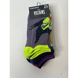Disney Villains Socks Crazy Fun Graphic Novelty Gift Silly Odd Cool Ankle 6 Pair